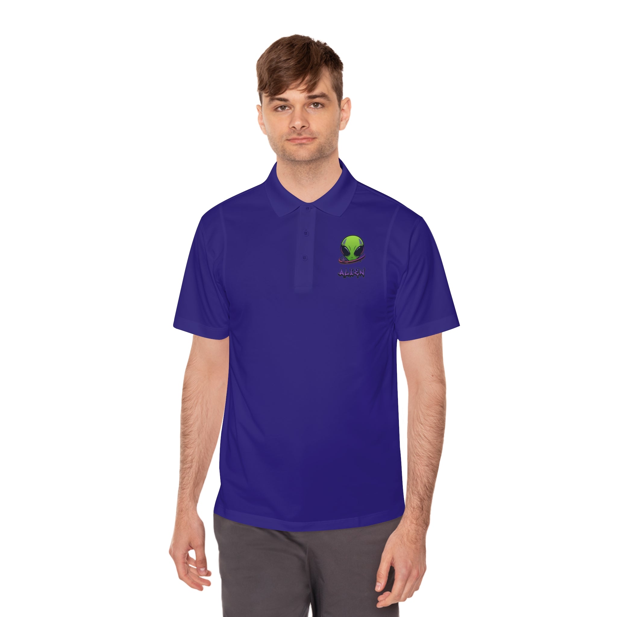 Men's Sport Polo Shirt - Cool Alien Graphic Tee, Casual Style, Perfect Gift for Sci-Fi Fans, Golf or Game Day