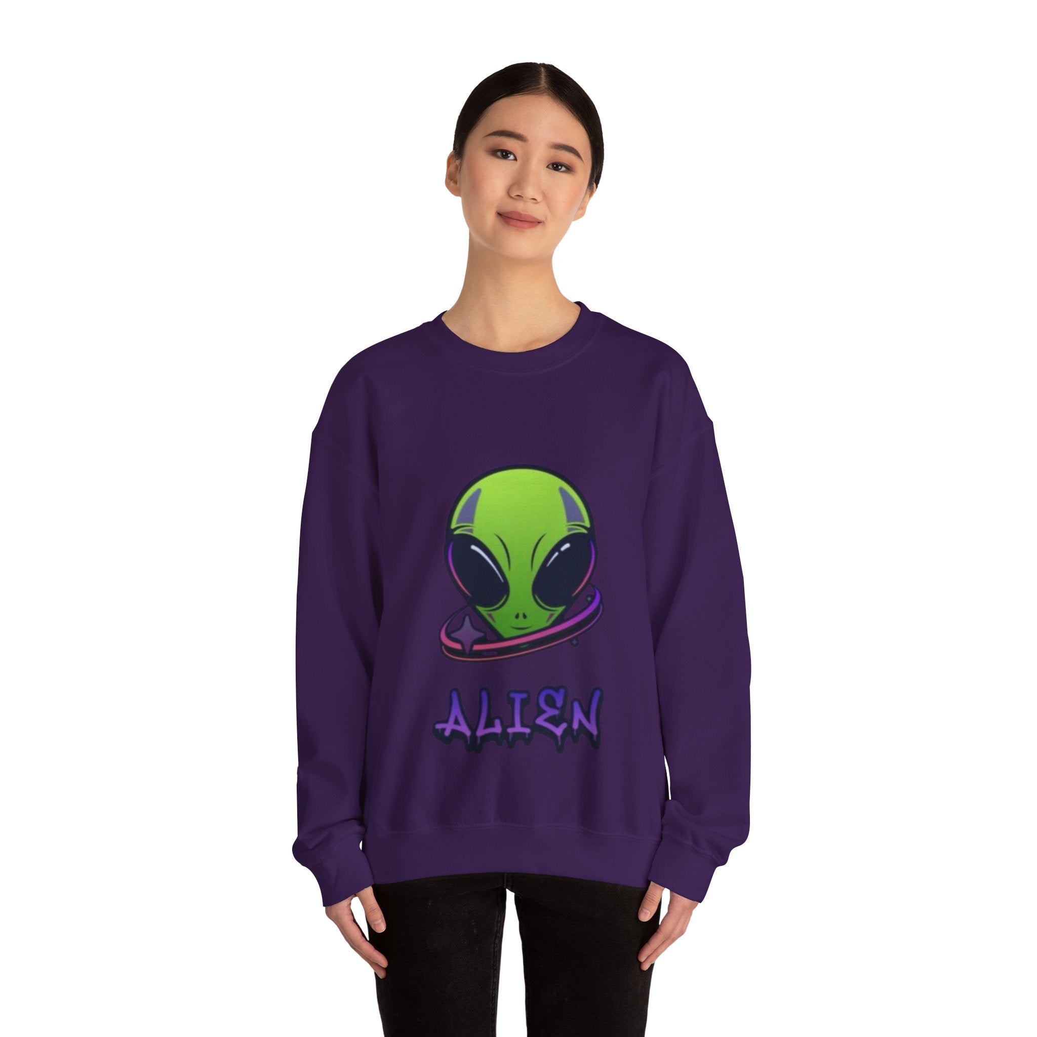 Alien Graphic Sweatshirt | Unisex Alien Crewneck | Fun Outer Space Apparel | Perfect Gift for Science Fiction Lovers, Halloween, Unisex
