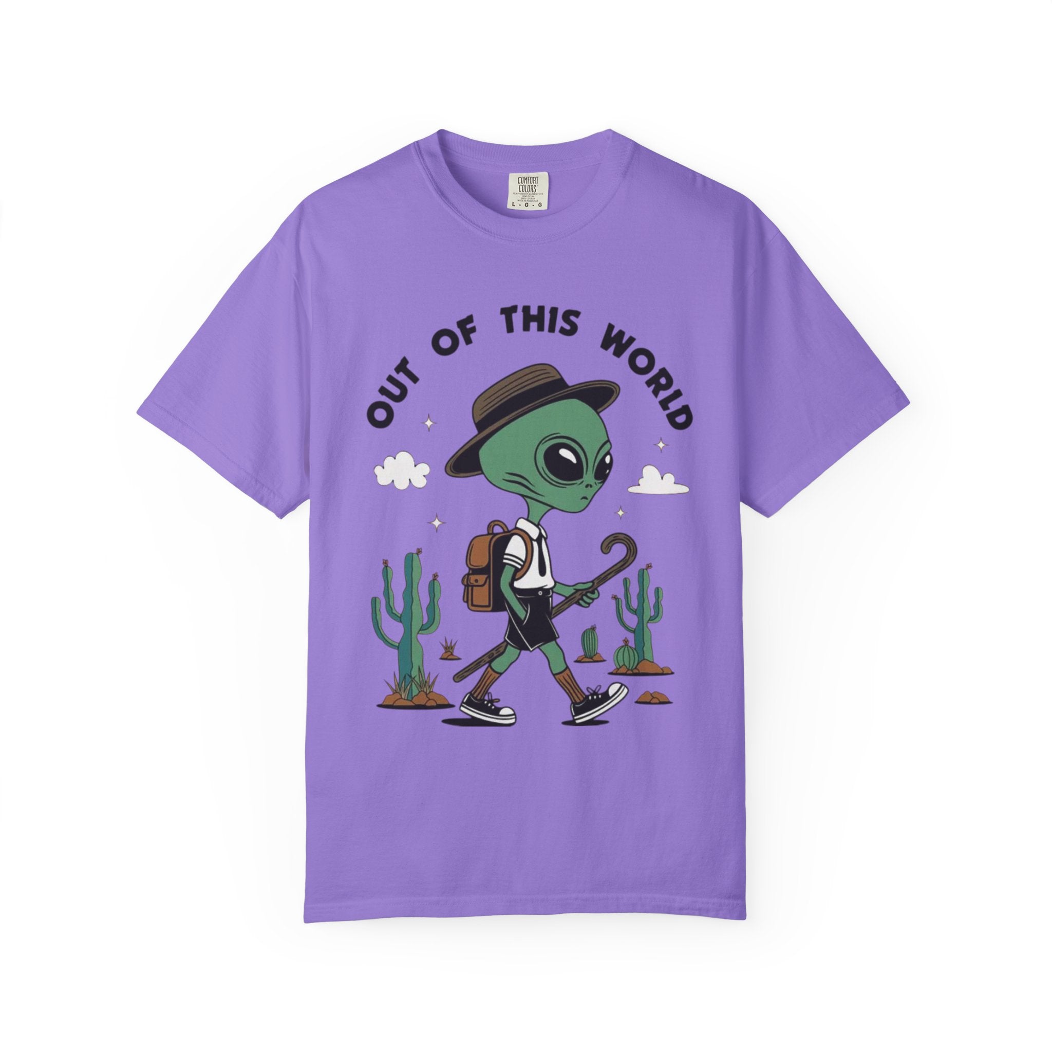 Out of This World Alien Graphic T-Shirt - Unisex Garment-Dyed Tee for Fun & Adventure Lovers