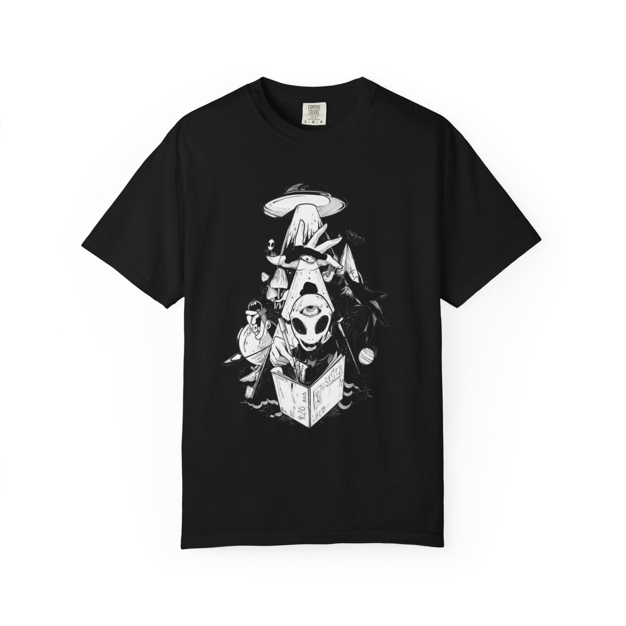 Cosmic Alien Graphic Unisex T-Shirt - Outer Space Adventure Design