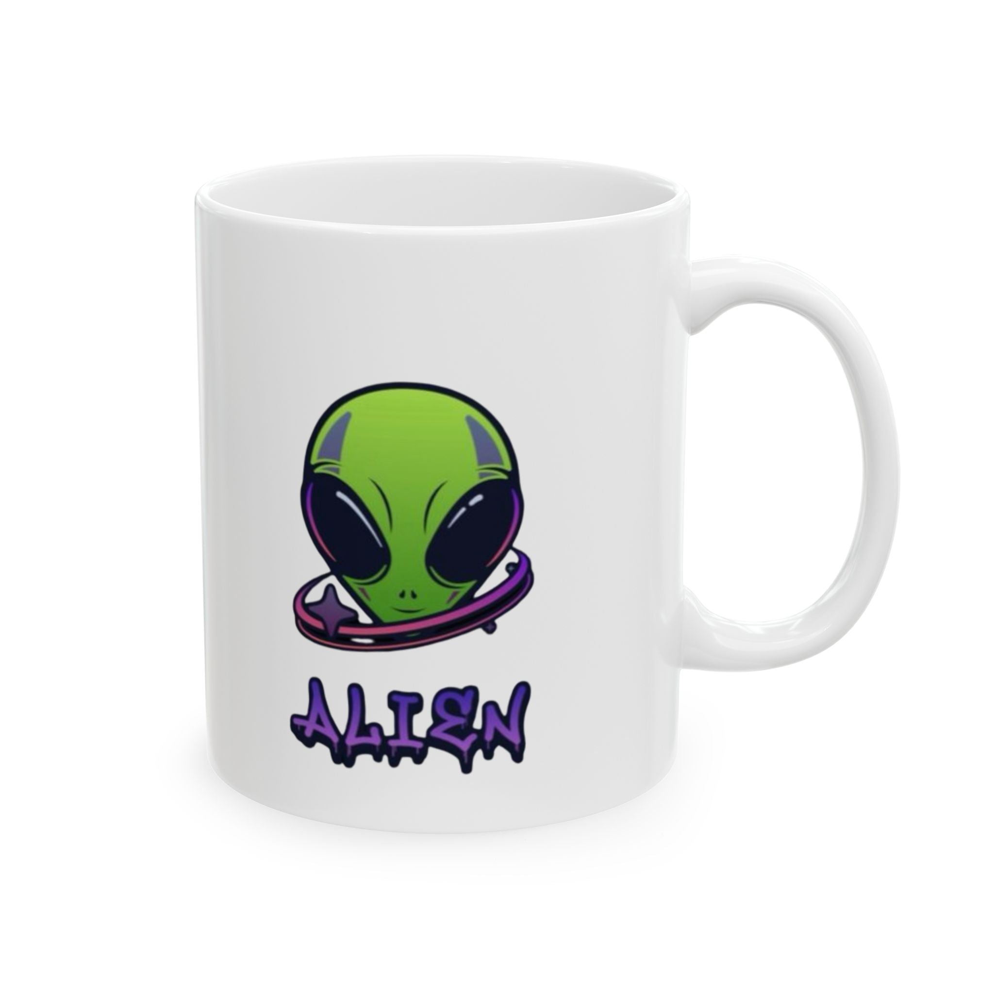 Funny Alien Graphic Ceramic Coffee Mug, Cute Space Lover Gift, Perfect for Birthdays, Holidays, or Everyday Use
