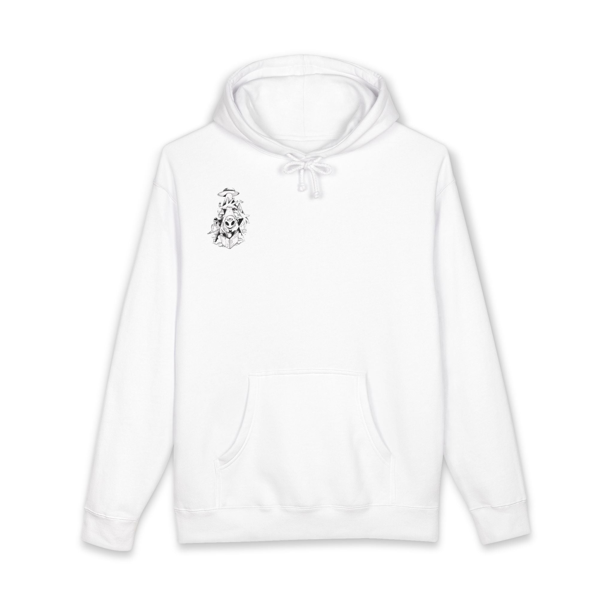 Mystical Alien Reader Hoodie — Occult Space Graphic Pullover