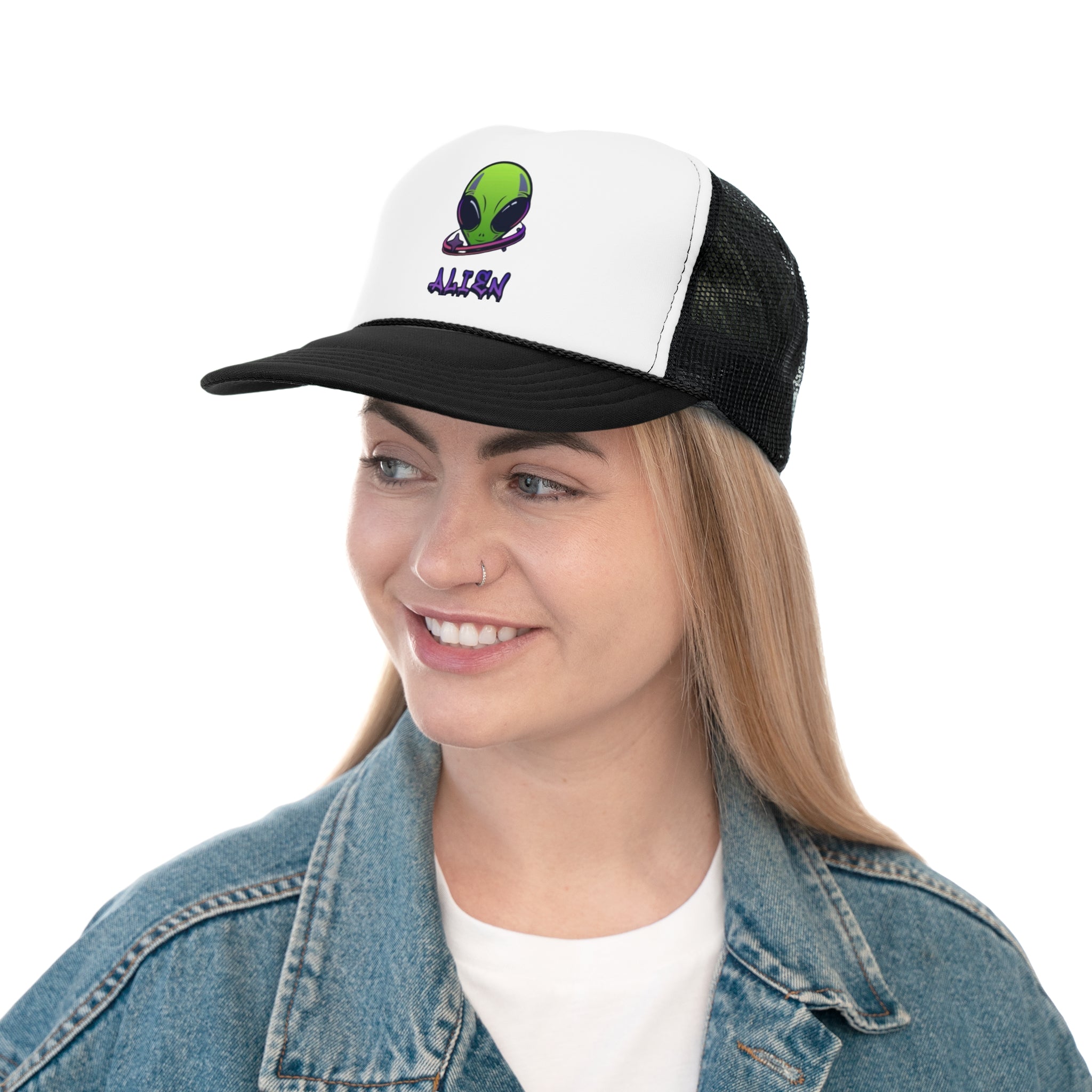 Alien Graphic Trucker Cap - Cool Cosmic Style for Sci-Fi Lovers