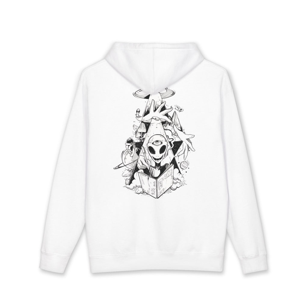 Mystical Alien Reader Hoodie — Occult Space Graphic Pullover