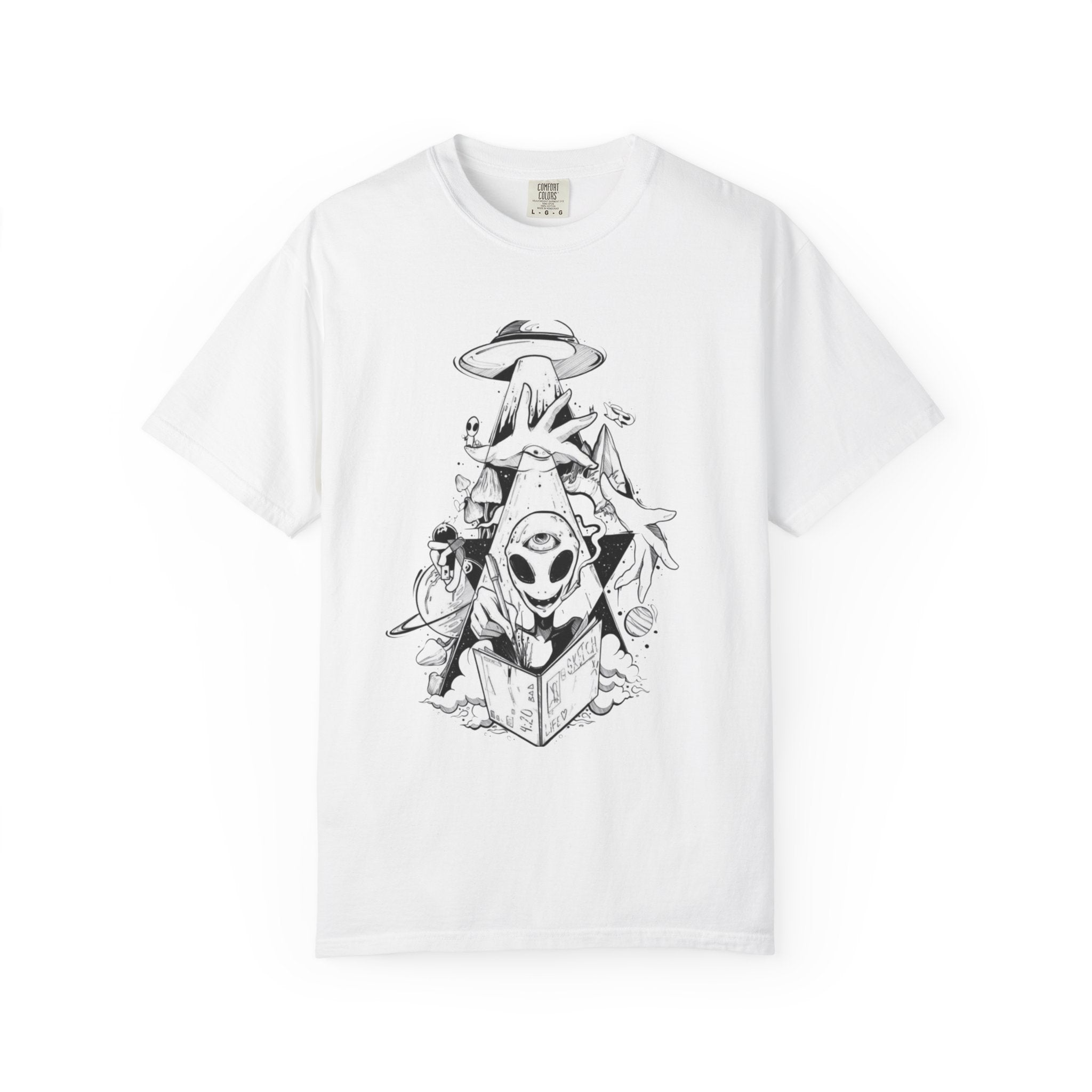 Cosmic Alien Graphic Unisex T-Shirt - Outer Space Adventure Design