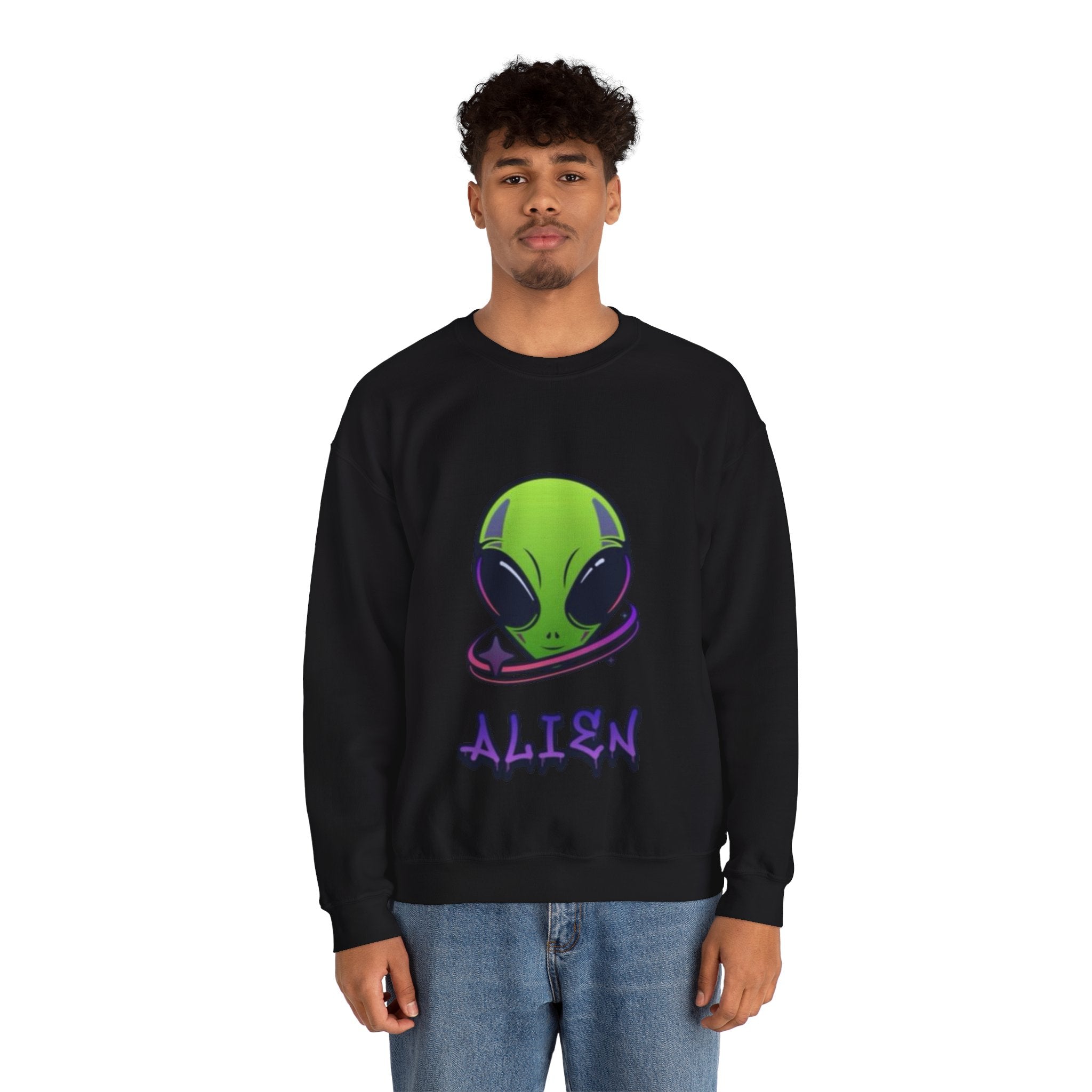 Alien Graphic Sweatshirt | Unisex Alien Crewneck | Fun Outer Space Apparel | Perfect Gift for Science Fiction Lovers, Halloween, Unisex
