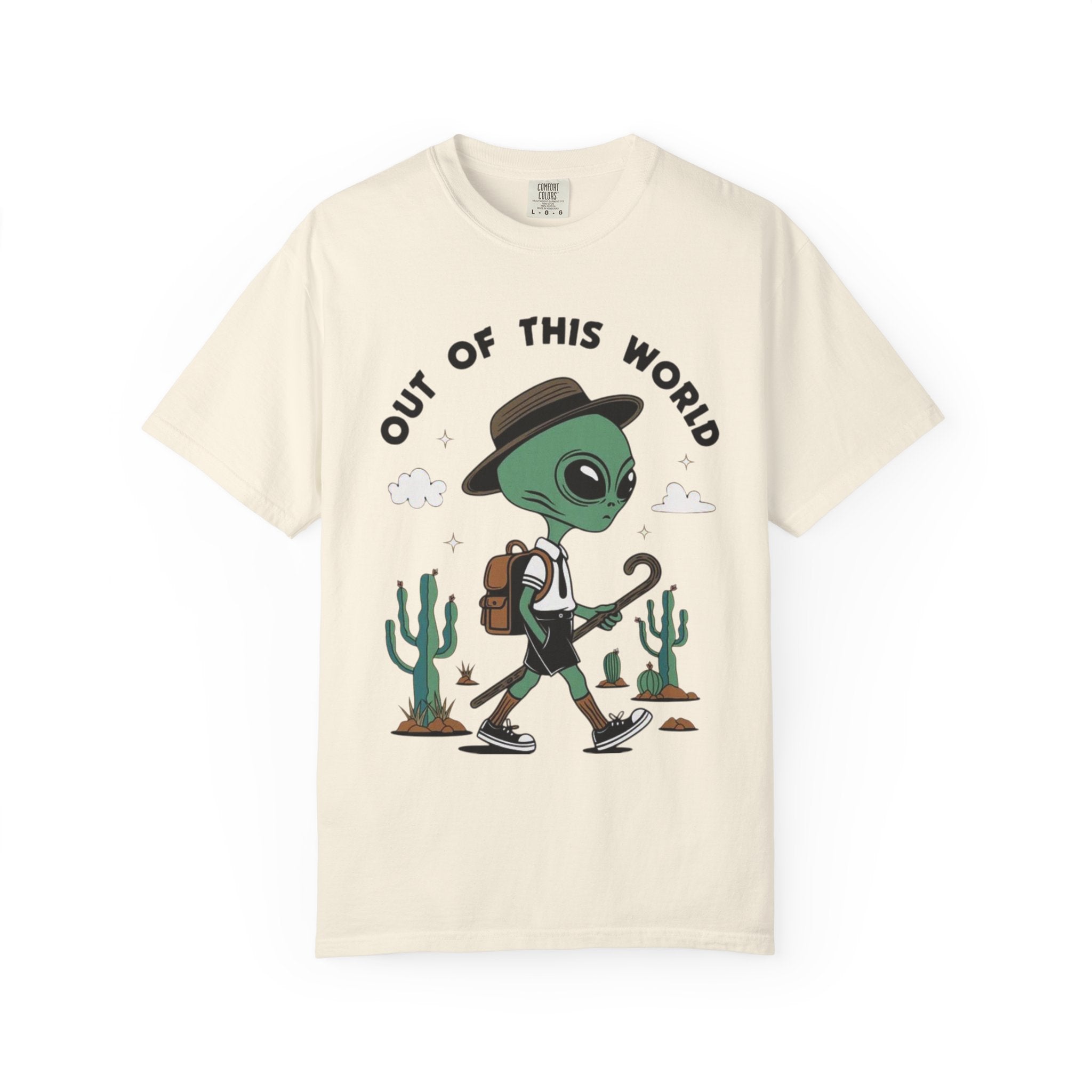 Out of This World Alien Graphic T-Shirt - Unisex Garment-Dyed Tee for Fun & Adventure Lovers
