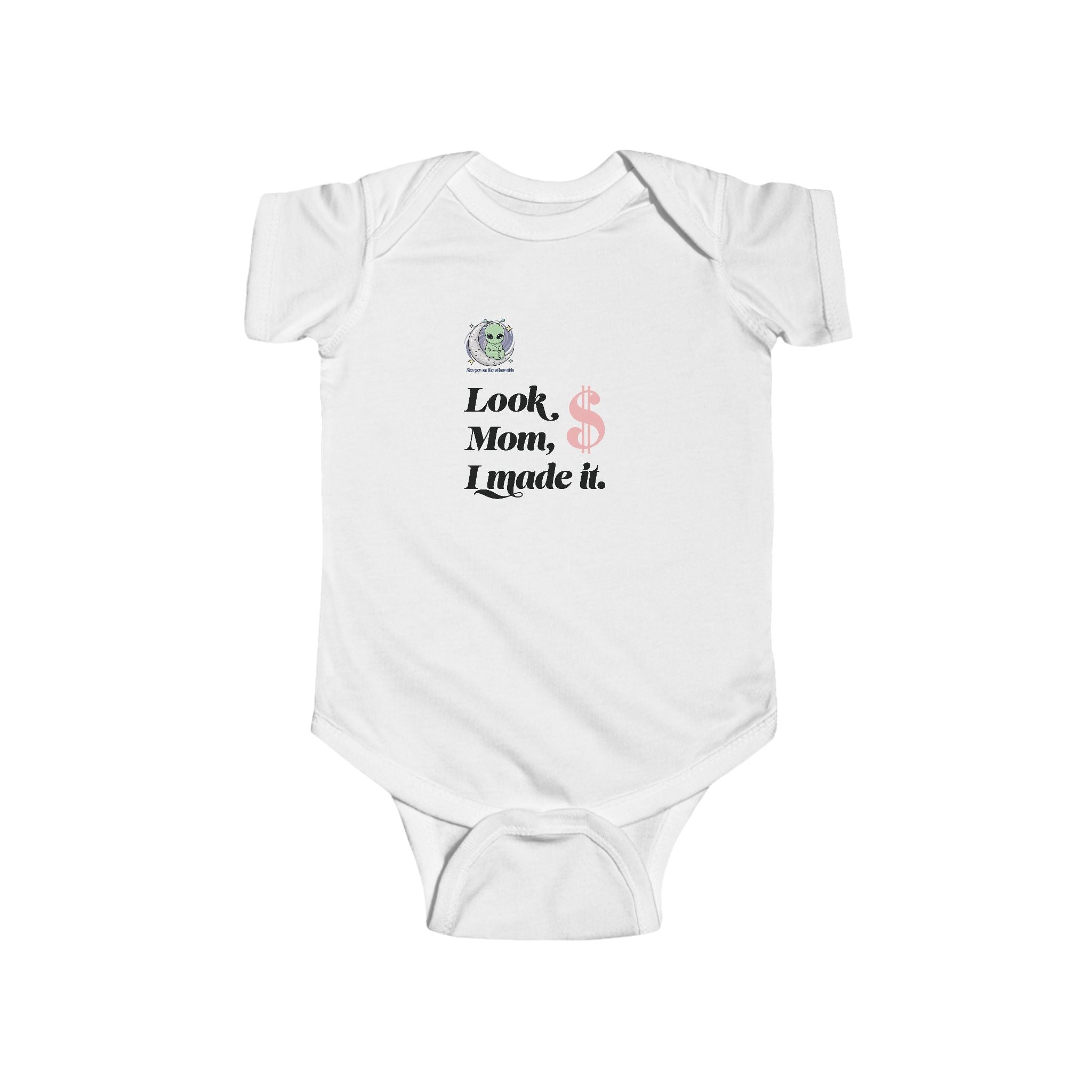 Infant Bodysuit "Look, Mom, I made it." Cute New Baby Milestone Onesie