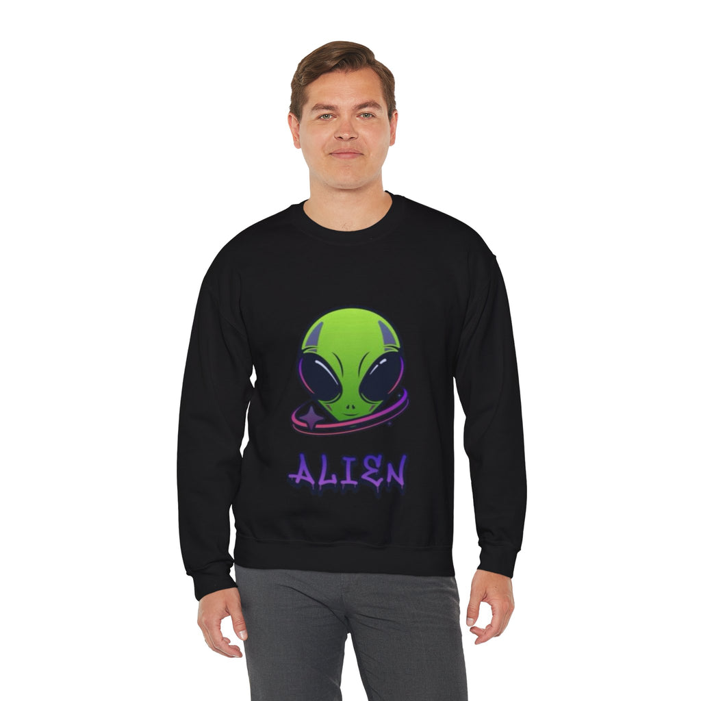 Alien Graphic Sweatshirt | Unisex Alien Crewneck | Fun Outer Space Apparel | Perfect Gift for Science Fiction Lovers, Halloween, Unisex