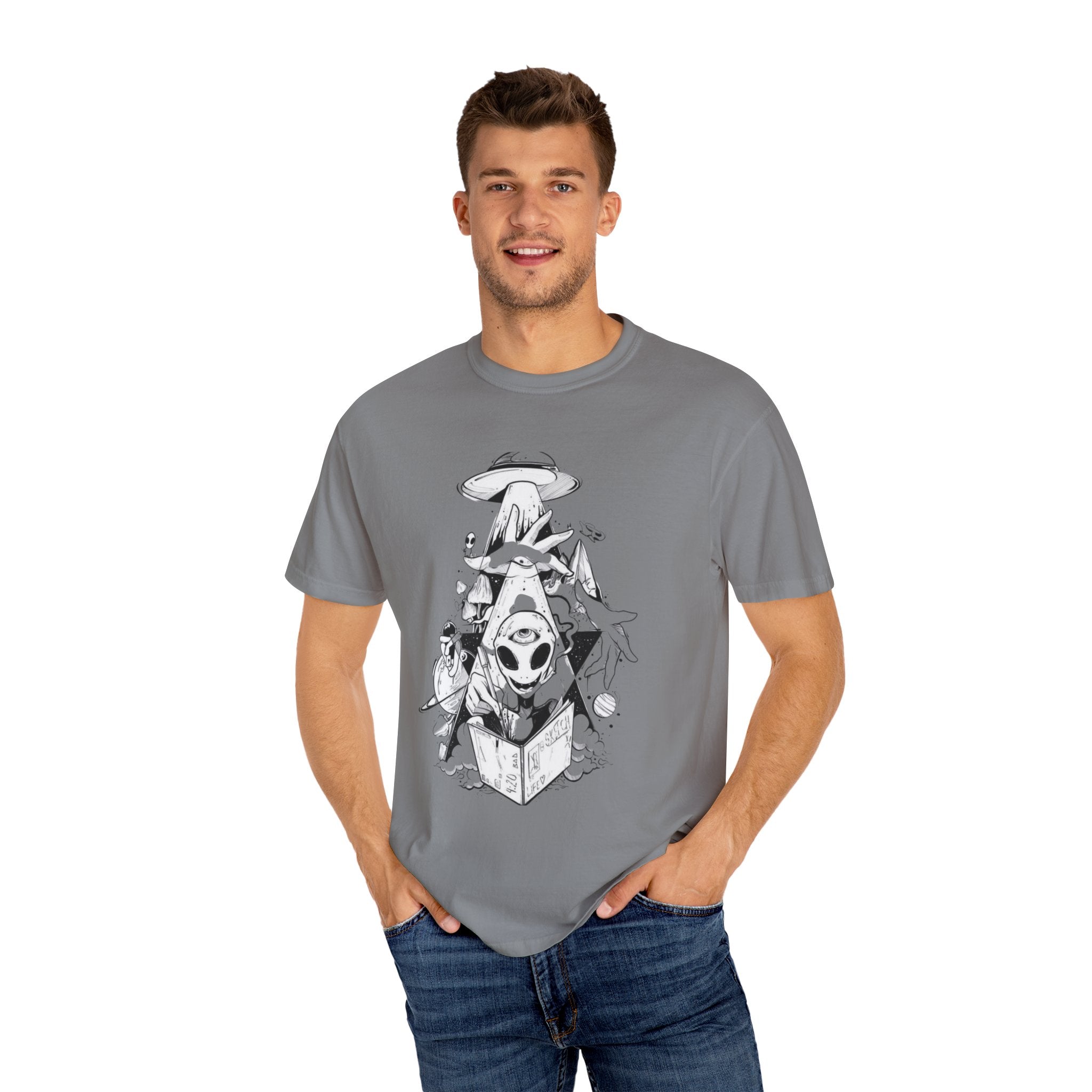 Cosmic Alien Graphic Unisex T-Shirt - Outer Space Adventure Design