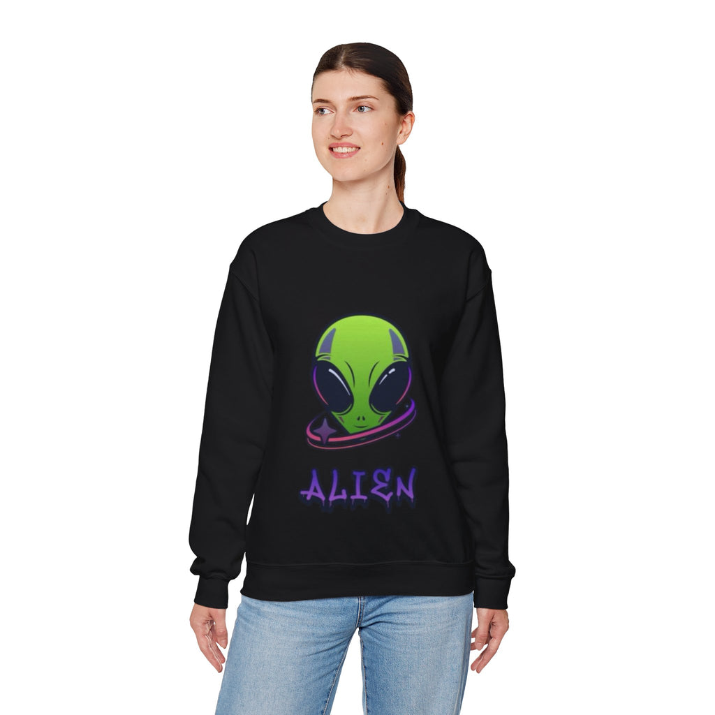 Alien Graphic Sweatshirt | Unisex Alien Crewneck | Fun Outer Space Apparel | Perfect Gift for Science Fiction Lovers, Halloween, Unisex